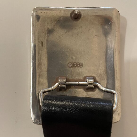 Neiman Marcus by Streets Ahead Women’s Black Leather Belt with Silver Buckle - Picture 6 of 14